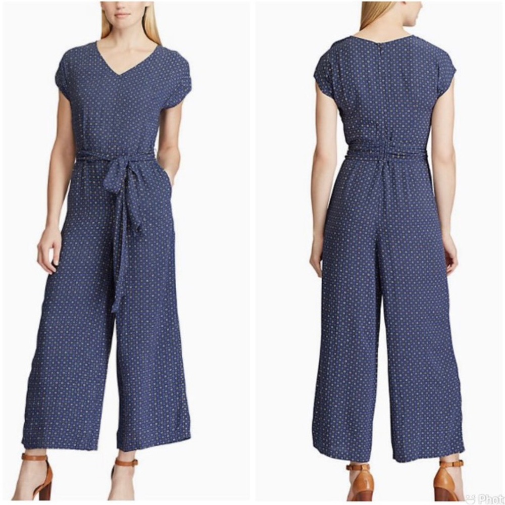 New** Women's‎ Chaps Short Sleeve Tie-Waist Jumpsuit